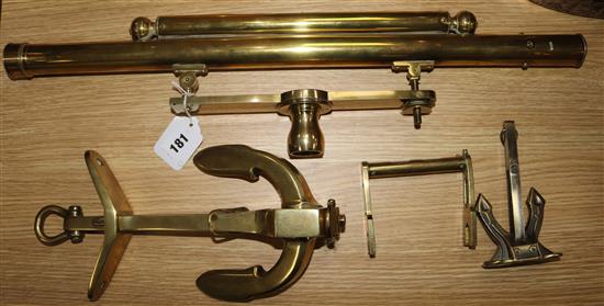 A brass surveyors level, signed T.hart, Birmingham and three other instruments